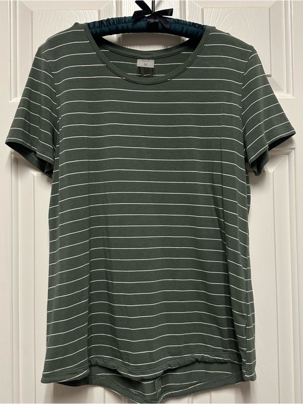 CALIA Women's Green Stripe Short-Sleeve T-Shirt Size M yoga/workout